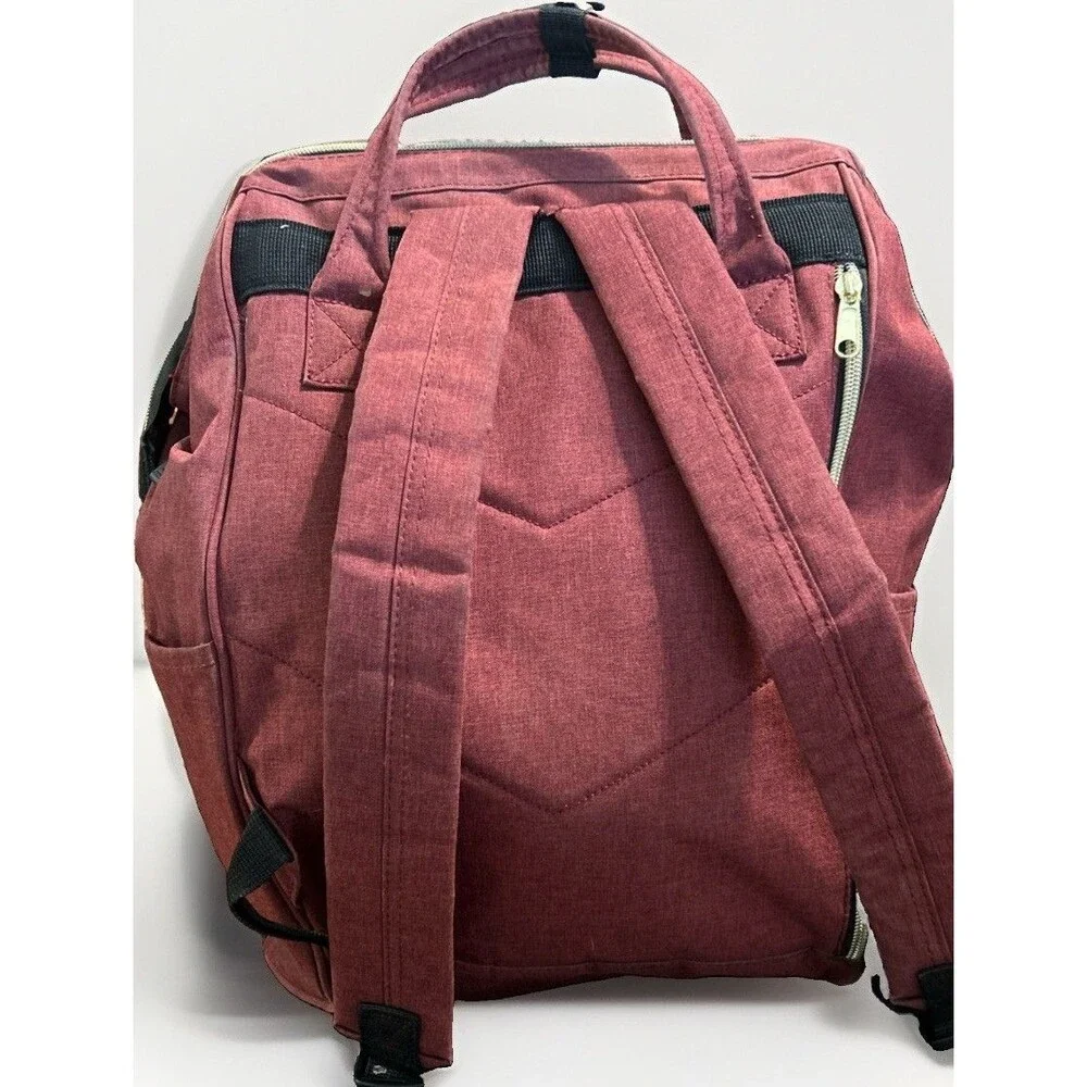 Himawari Burgundy Red Nylon Canvas Waterproof Backpack